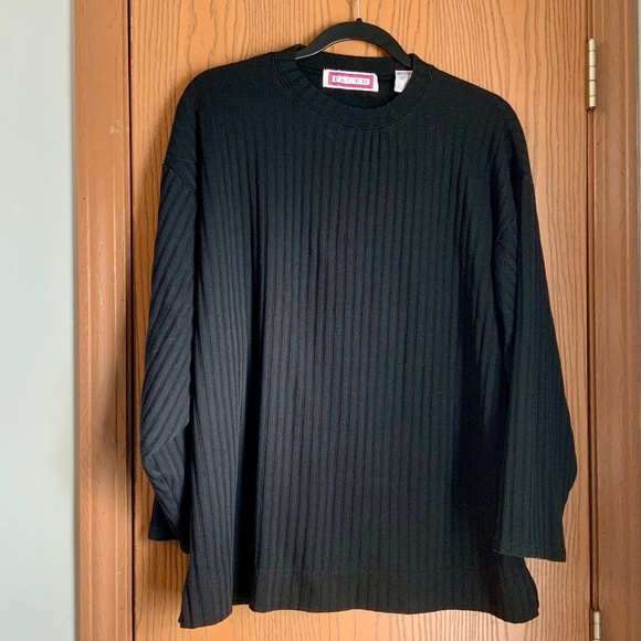 VINTAGE 90’S PACER BLACK STRIPED HEAVY WEIGHT LONG SLEEVE TOP SIZE OVERSIZED - Picture 1 of 3